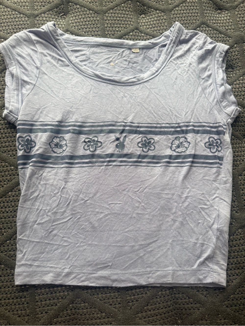 Playboy Pacsun Light Lavender Floral-Stripe Crop Tee